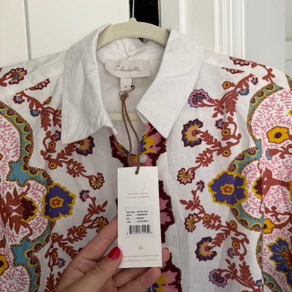 NWT Cleobella JENI BLOUSE LAGOS Short Sleeve Button Down Top - Picture 3 of 6